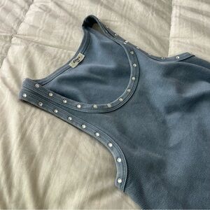 Dylan Blue Tank Top with Studded Trim